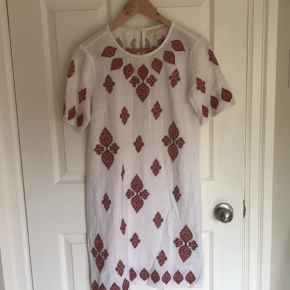 Michael Kors cotton mini dress/tunic white with orange embroidery. - Picture 2 of 7